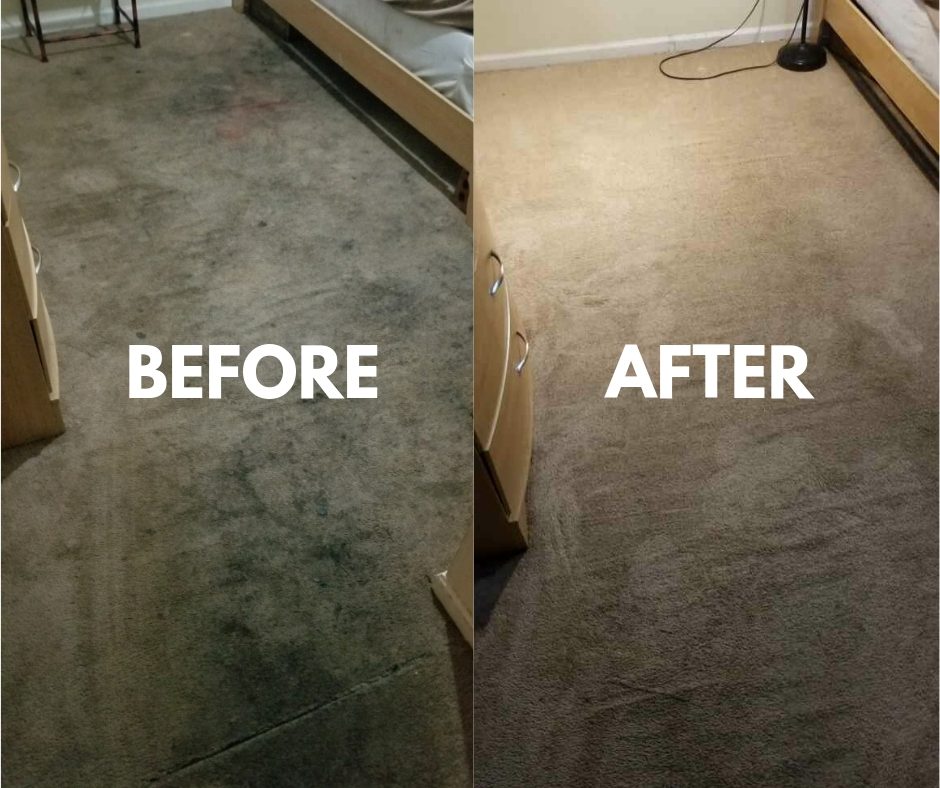 Bedroom carpet full restoration before and after